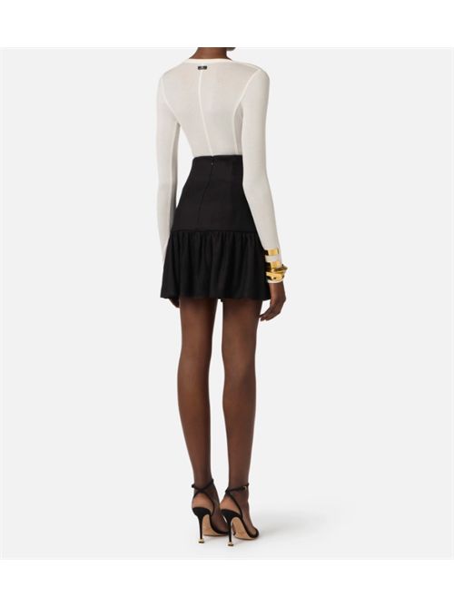 GONNA IN MISTO LINO ELISABETTA FRANCHI | GO18662E2110 nero